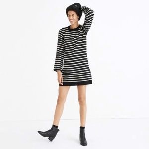 Madewell Stripe Button Sleeve Sweater Dress